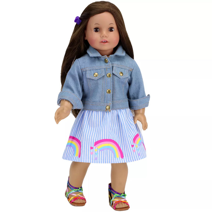 Sophia’S Rainbow Shirt and Striped Skirt for 18" Dolls, Multicolor