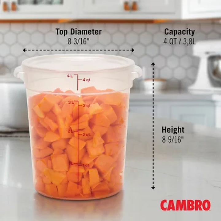 Cambro round Translucent Food Container with Lid (4 Qt.,3 Pk.)