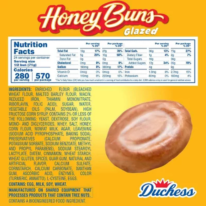 Duchess Jumbo Glazed Honey Buns, 5 Oz., 12 Pk.