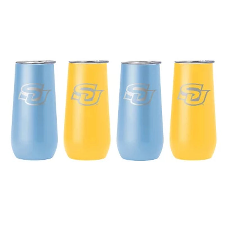 Logo Brands HBCU 10Oz Stainless Steel Insulated Tumblers with Lids, 4 Pack , Assorted Teams