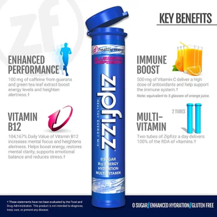 Zipfizz Energy Drink Mix, Blue Raspberry 20 Ct.