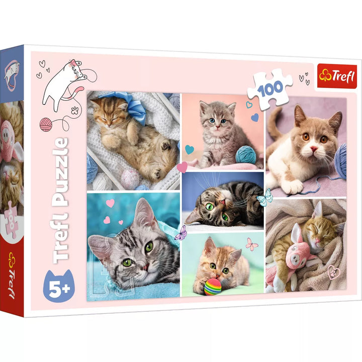 Trefl in the Cat World Kids Jigsaw Puzzle - 100Pc: Animal Theme, Gender Neutral, Age 5+, Educational, Polish Made