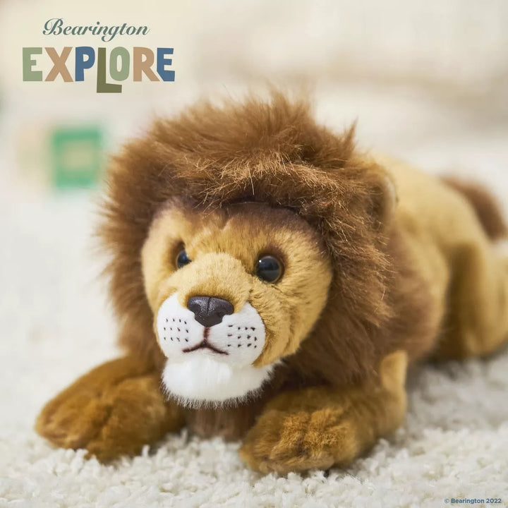 Bearington King the Lion: Realistic Plush Ultra-Soft 14" Long Stuffed Animal Toy Made with Premium Fill and Poseable Limbs