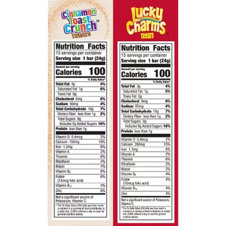 Cinnamon Toast Crunch and Lucky Charms Treat Bars, Variety Pack 0.85 Oz.,30 Pk.