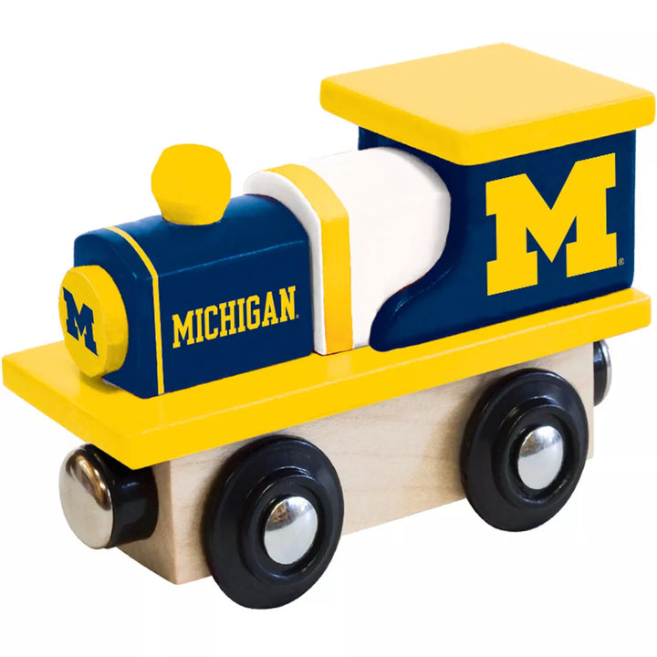 Masterpieces Officially Licensed NCAA Michigan Wolverines Wooden Toy Train Engine for Kids.