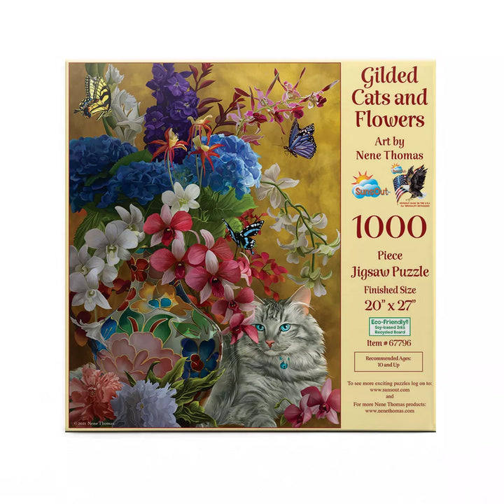 Sunsout Gilded Cats and Flowers 1000 Pc Jigsaw Puzzle 67796