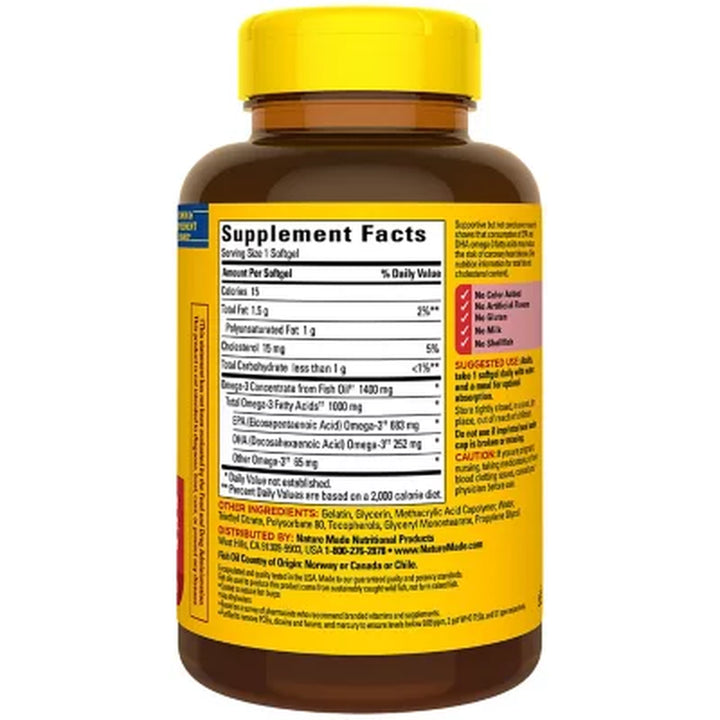 Nature Made Burp-Less Ultra Omega 3 from Fish Oil 1400 Mg. Softgels 65 Ct., 2Pk.