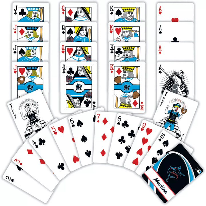 Masterpieces Officially Licensed MLB Miami Marlins Playing Cards - 54 Card Deck for Adults.