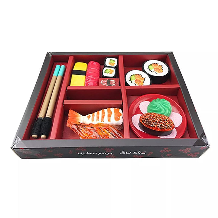 Ready! Set! Play! Link 21 Piece Japanese Sushi Dinner Bento Box, Pretend Play Cutting Food Set for Kids