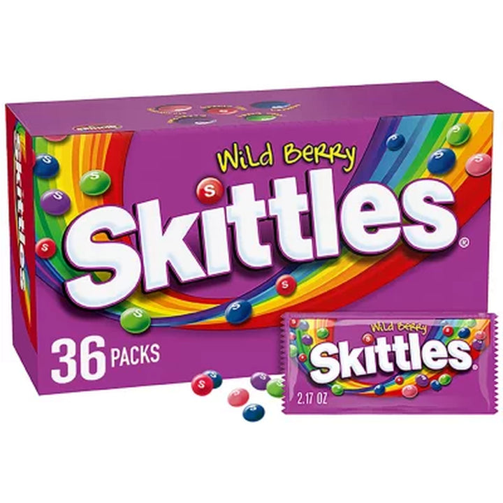 Skittles Wild Berry Fruity Chewy Candy, Full Size, 2.17 Oz., 36 Pk.