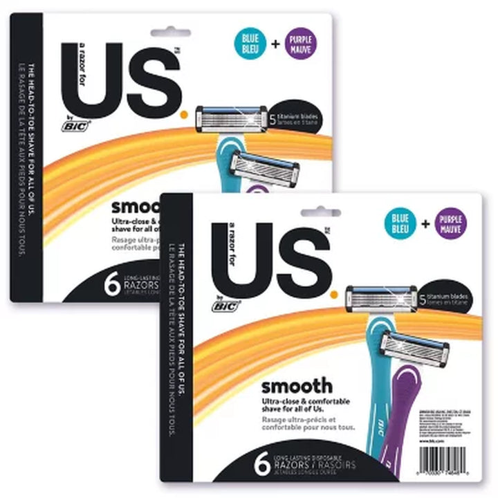 BIC US. 5-Blade Unisex Disposable Razors, 12 Ct.