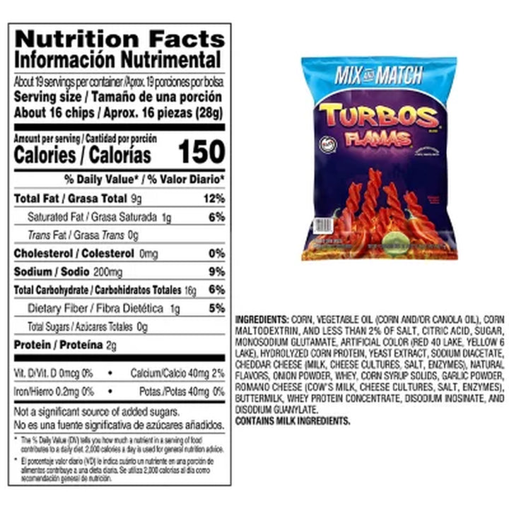 Sabritas Turbos Flama Corn Snacks, 19.125 Oz.