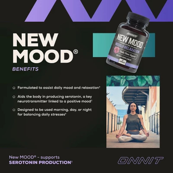 ONNIT New MOOD Daily Stress, Mood & Relaxation Supplement Capsules 42 Ct.