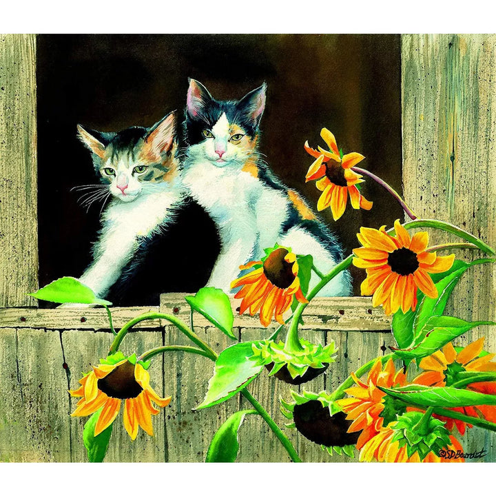 Sunsout Kittens and Sunflowers 550 Pc Jigsaw Puzzle 28975