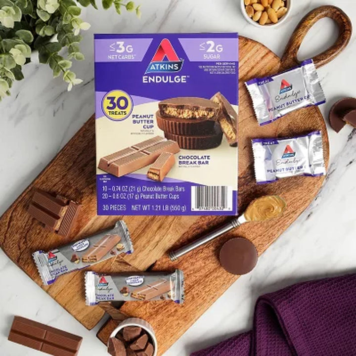 Atkins Endulge Peanut Butter Cup Chocolate Break Bar Variety Pack 30 Ct.