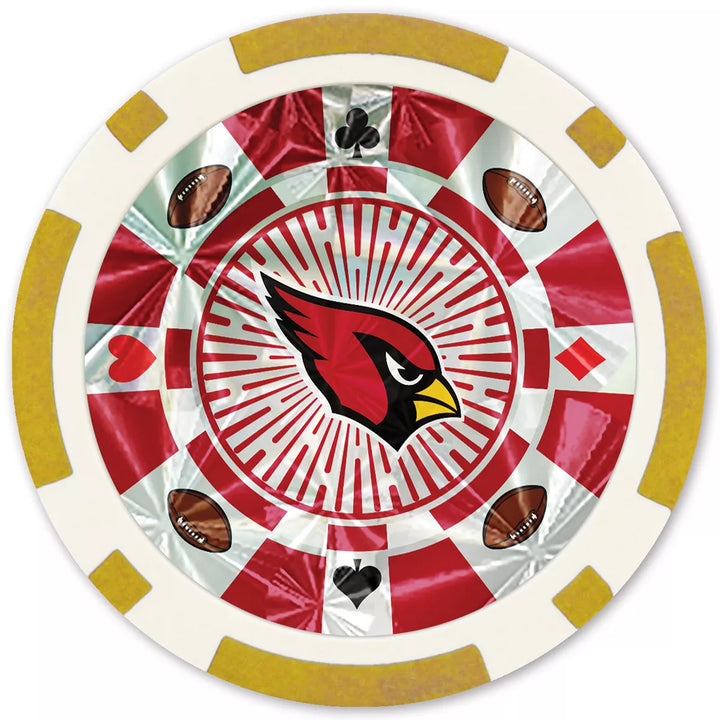 Masterpieces Casino Style 20 Piece 11.5 Gram Poker Chip Set NFL Arizona Cardinals Gold Edition.