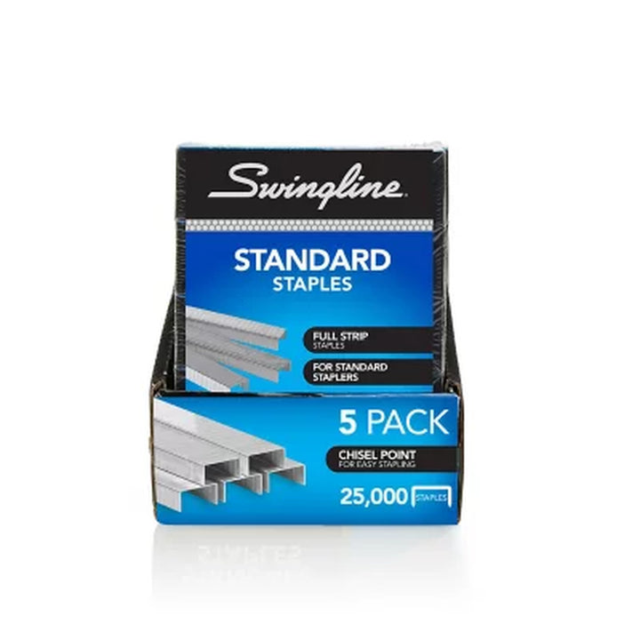 Swingline Standard Staples, 1/4" Length, 210 per Strip, 5,000/Box, 5 Boxes