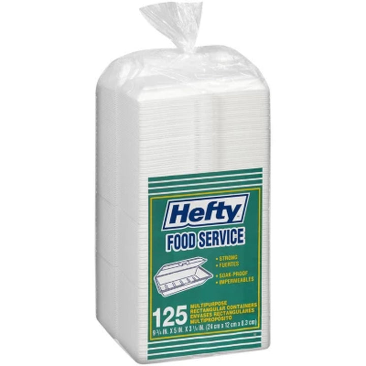 Hefty Food Service Containers Rectangle 9 3/4" X 5" X 3 1/4" 125 Ct.