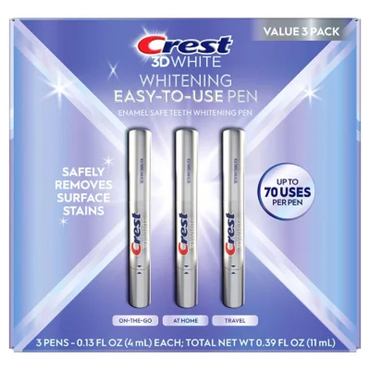 Crest 3Dwhite Enamel Safe Teeth Whitening Pens, 0.13 Fl. Oz., 3 Pk.