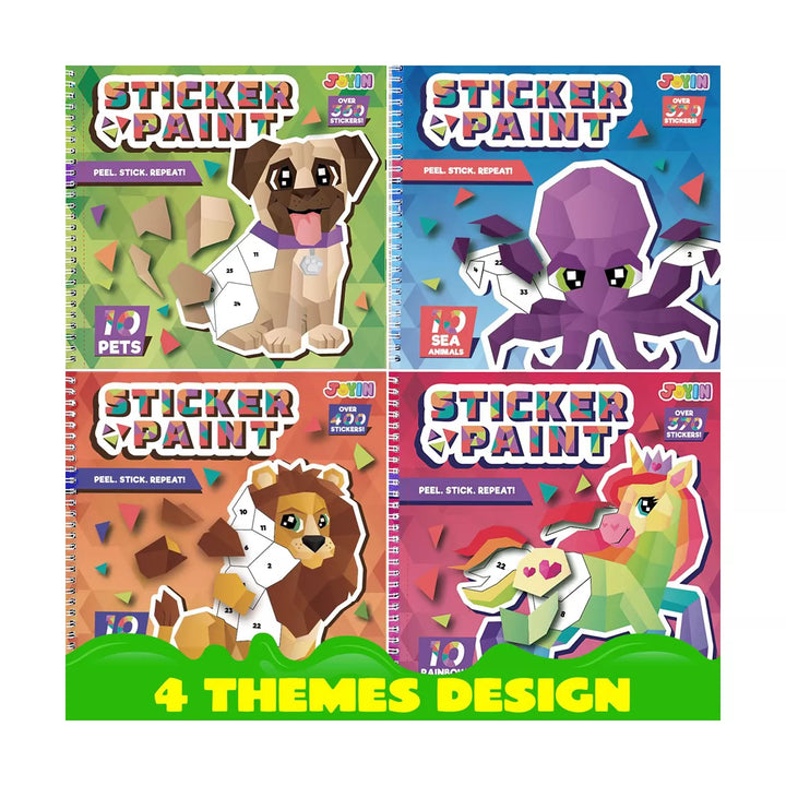 4Pack Crafts for Kids Ages 4-8 Sticker Painting Book Gift Party Favor 40 Pictures - Art Play for Kids' Creative Adventures at Home and While Traveling