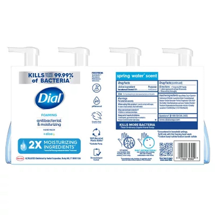 Dial Antibacterial Foaming Hand Soap, Spring Water, 7.5 Oz., 4 Pk.