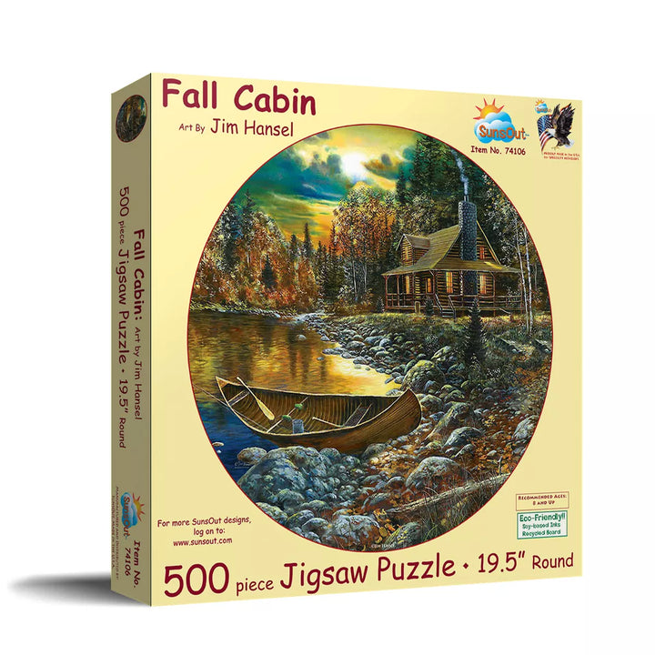 Sunsout Fall Cabin 500 Pc round Jigsaw Puzzle 74106