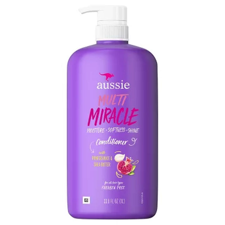 Aussie Multi Miracle Conditioner Moisture + Softness + Shine, Great for Curls, 33.8 Fl. Oz.