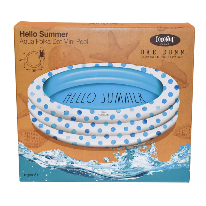 Coconut Outdoor Rae Dunn 54" Mini/Kiddie Pool - Aqua Polka Dot Patterned - HELLO SUMMER