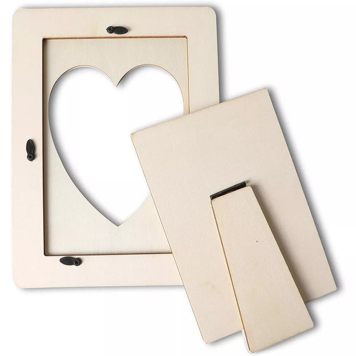 Bright Creations 4 Pack Unfinished Wood Craft Frames for 4 X 6 Photos, Heart