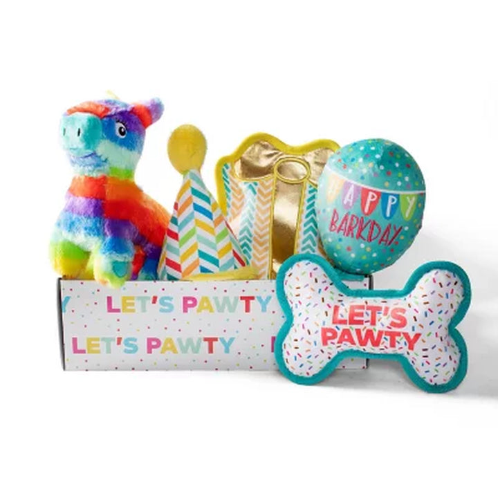 Let'S Pawty Birthday Box Dog Toy Bundle, 5-Piece Set White