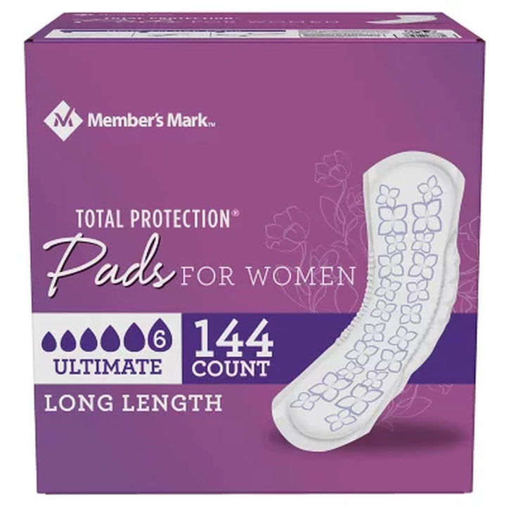Member'S Mark Total Protection Pads for Women, Ultimate Long Length, 144 Ct.