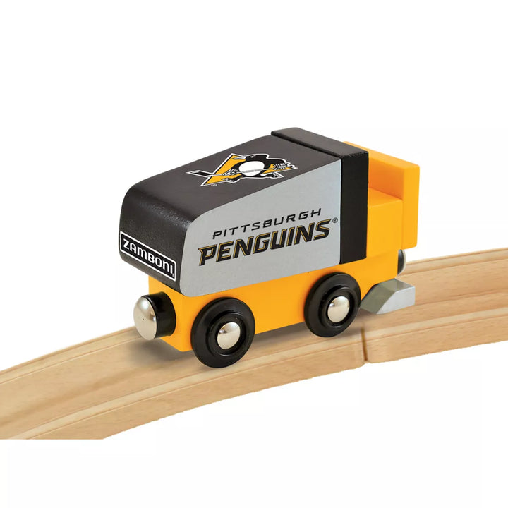 Masterpieces Officially Licensed NHL Pittsburgh Penguins Wooden Toy Zamboni Train Engine for Kids.