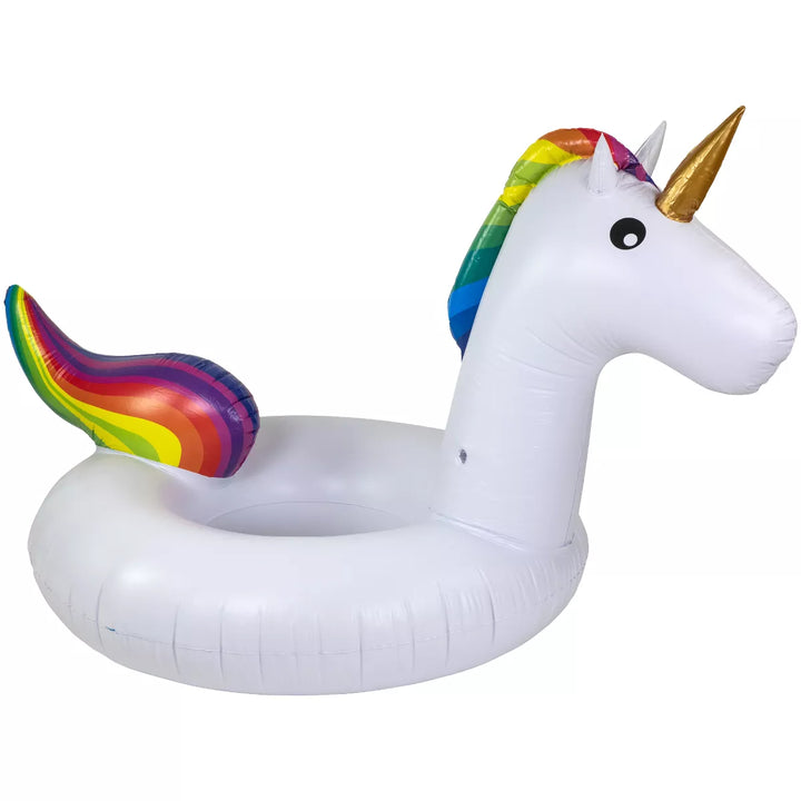 Northlight 68" Rainbow Unicorn Inflatable Swimming Pool Tube Ring Float