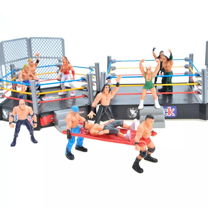 Insten 39 Piece Wrestler Action Figures Toy, Cage Set and Stage Ring with 12 Wrestlers and Props