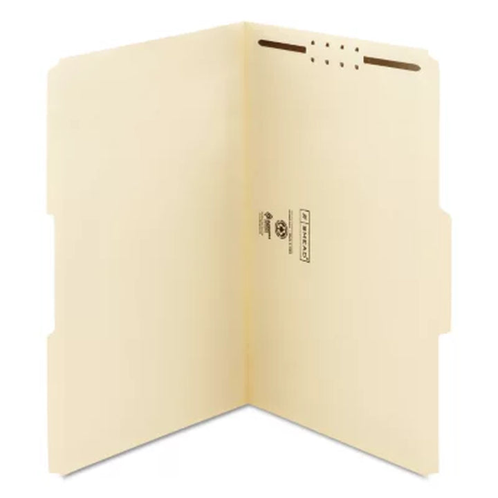 Smead 1/3 Cut Assorted Positions File Folders, One Fastener, Legal, Manila, 50Ct.
