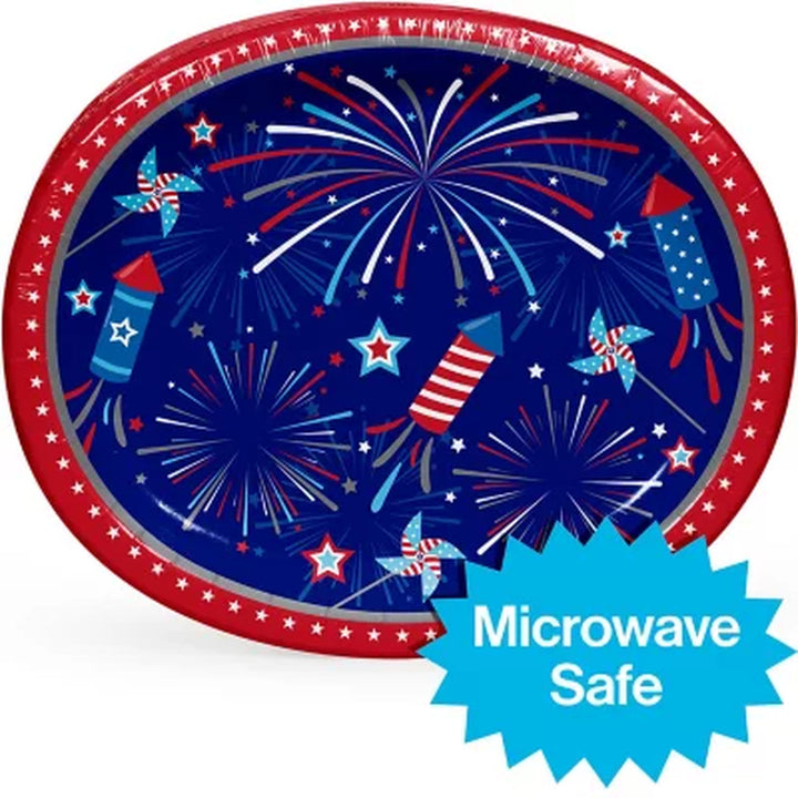 Artstyle Fireworks and Rockets Oval Plates and Dinner Napkins Tableware Kit, 200 Ct