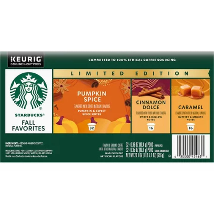 Starbucks K-Cup Coffee Pods, Fall Variety Pack, 64 Ct.