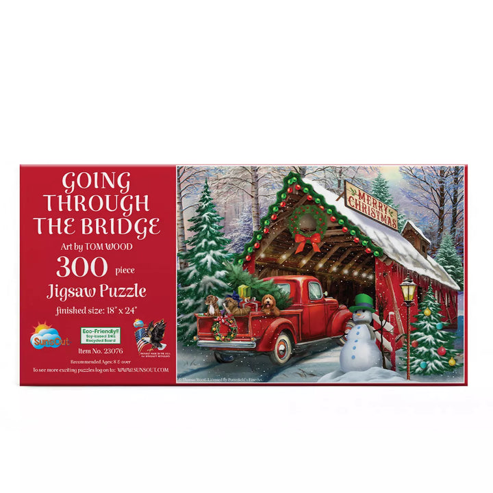 Sunsout Going through the Bridge 300 Pc Christmas Jigsaw Puzzle 23076