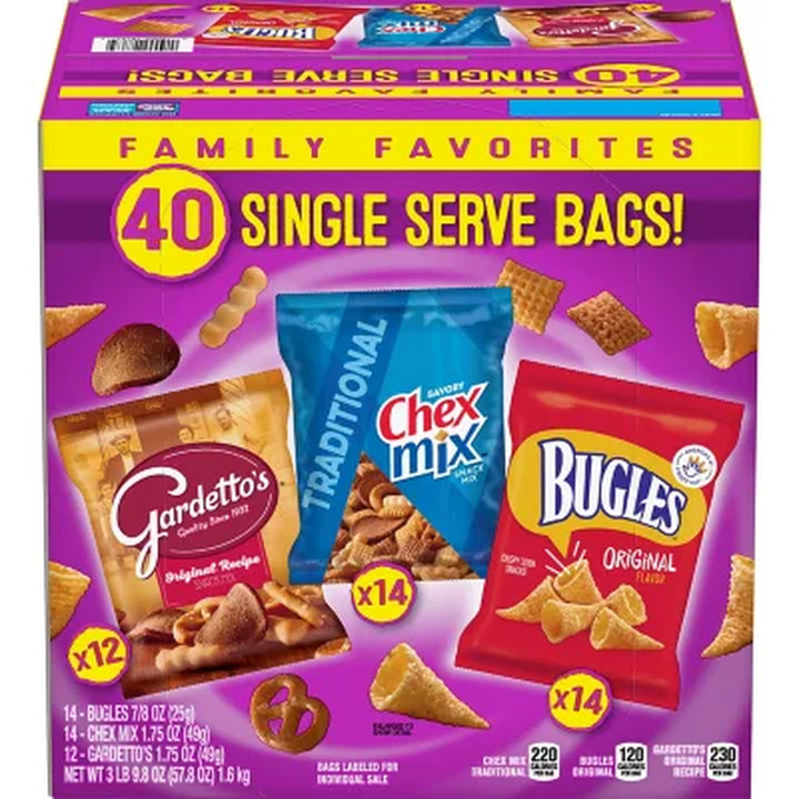 Bugles, Chexmix and Gardetto Variety Pack Snack Mix 40 Ct.