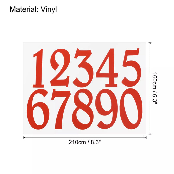 Unique Bargains Reflective Mailbox Numbers 0 - 9 Adhesive Door Sticker Red 5 Set