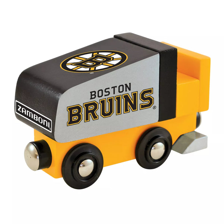 Masterpieces Officially Licensed NHL Boston Bruins Wooden Toy Zamboni Train Engine for Kids.