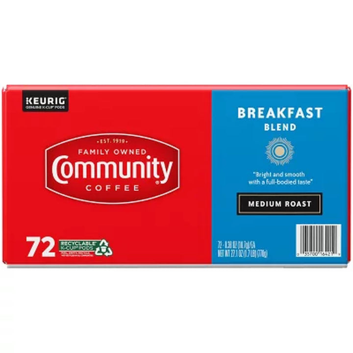 Community Coffee Breakfast Blend Medium Roast Single Serve 72 Ct.