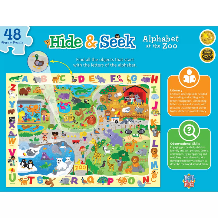 Masterpieces 48 Piece Kids Jigsaw Puzzle - Alphabet at the Zoo - 14"X19".