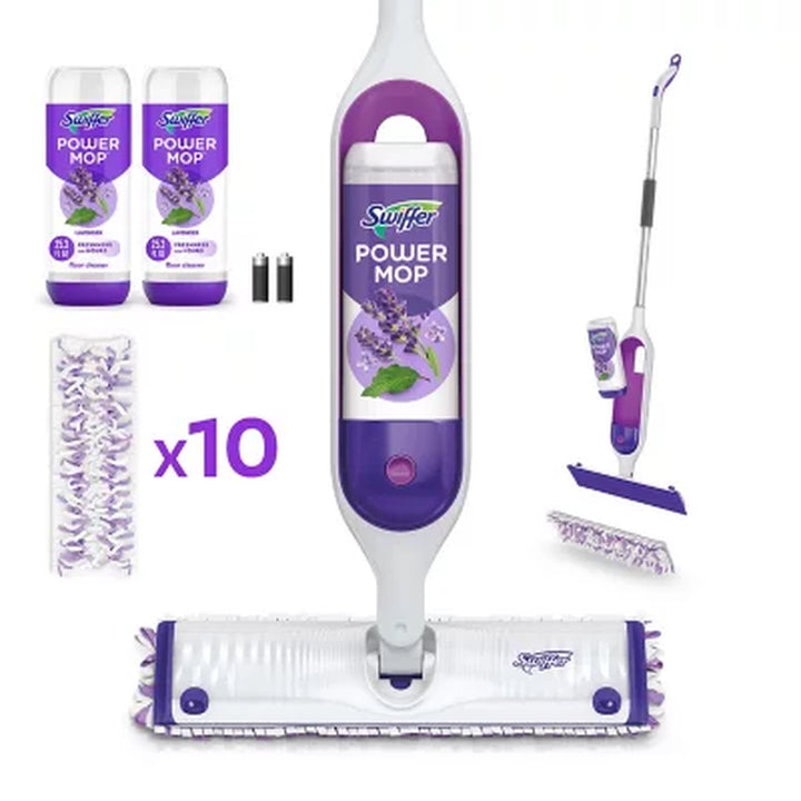 Swiffer Powermop Multi-Surface Mopping Kit, Lavender 10 Pads, 2 Cleaning Solutions