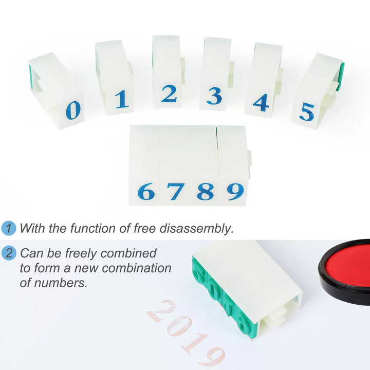 Unique Bargains Detachable Plastic Rubber 10 Numeral 0-9 Combination Number Stamp Set