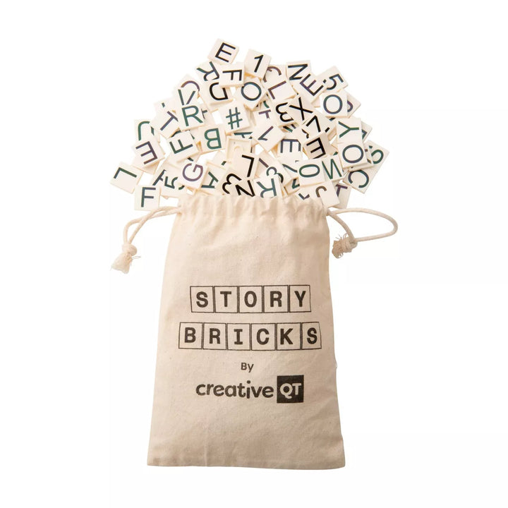 Creativeqt Building Story Bricks for Kids, More than 285 Black and White Magnetic Letters, Numbers, & Characters