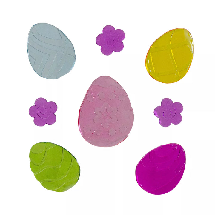 Northlight 8-Piece Yellow and Purple Easter Egg Spring Gel Window Clings