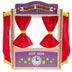 Toy Time Kids' Wooden Tabletop Puppet Theater with Curtains, Blackboard, and Clock - 26" X 30"