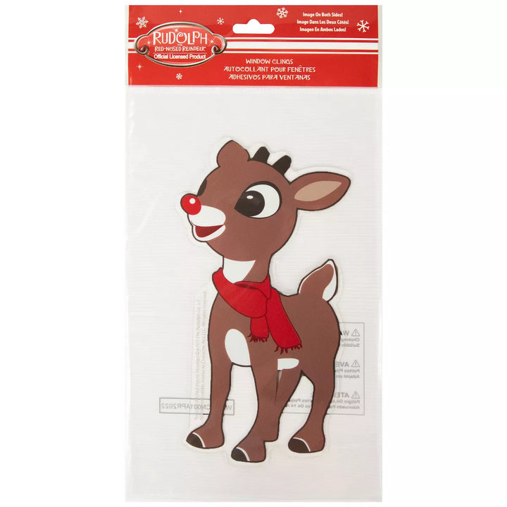 Northlight 8" Rudolph in Red Scarf Double Sided Gel Window Cling Decoration