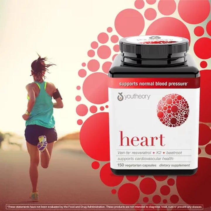 Youtheory Heart Capsules with Resveratrol, Vitamin K, & Beetroot, 150 Ct.